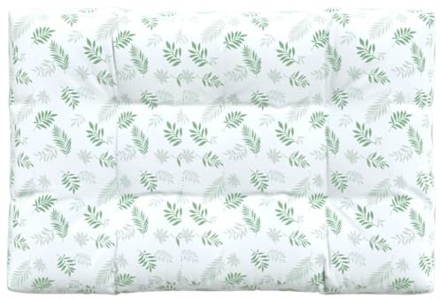 vidaXL Coussin de Palette, Galette de Chaise Rembourrée, Décoration Salle de Séjour Jardin Terrasse, Motif de Feuilles 120x80x12 cm Tissu