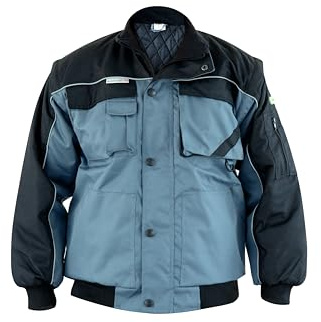 RODOPI Hanseatic Winter Arbeitsjacke für Herren und Damen grau schwarz Gr. S-3XL gefütterte Jacke abnehmbare Ärmel Arbeitsweste mit vielen Taschen - Gr.M