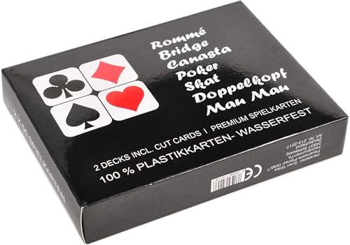 WiMi 2 X Premium Spielkarten Bridge Canasta Skat Poker Doppelkopf Rommé Karten Pokerkarten 100 Prozent Plastik -Duo Box Edition