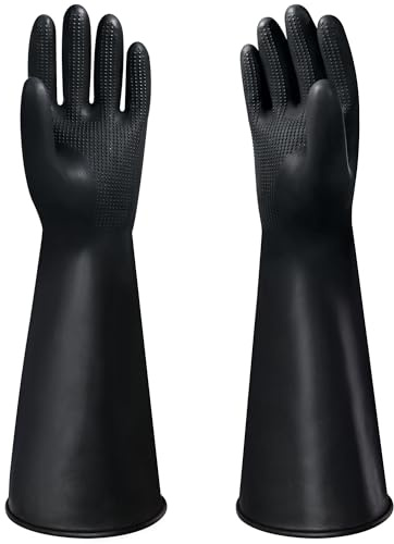 Nobgum 18 Chemical Resistant Gloves, Black Heavy Duty Rubber Gloves