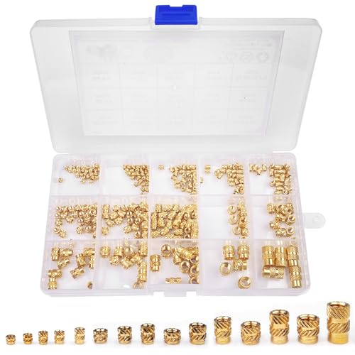Newpop 300 Piezas Insertos Roscados, Tuerca Moleteada, Moleteadas de Rosca, Tuercas de Inserción, Inserto Roscado de Latón para Impresión 3D, Computadora Portátil, Automotriz Carcasa de Plástico