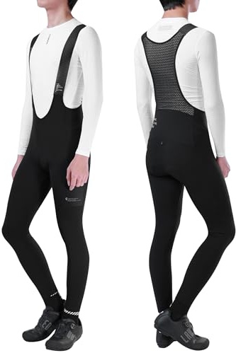 INBIKE Salopette Ciclismo Uomo Invernale con Tasche Pantaloni Ciclismo in Pile con Fondello Pantaloni Lunghi MTB Pantaloni Bici Antishock Riflettente in 3D Gel,S