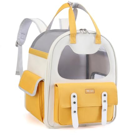 MAIGO Yellow Cat Carrier Backpack - Cat Backpack,Cat Carrier,Pet Carrier Backpack,Cat Backpack Carrier,Small Dogs Cats Rabbits,Soft-sided Mesh Pup Pack for Outdoor Travelling Hiking Camping Carrying