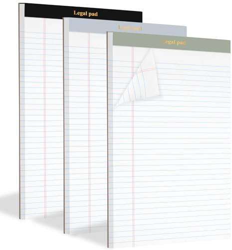 AZUREAL - Lote de 3 bloques jurídicos de 21,6 x 27,9 cm con bordes anchos de 21,6 x 27,9 cm, bloc de notas micro perforados, bloques jurídicos con impresión de doble cara, para el hogar, la escuela
