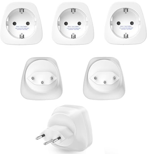 [6 stycken] adapter Schweiz Tyskland - HITRENDS Schweiz adapter (CH-kontakt till EU-buss) - kompakt reseadapter