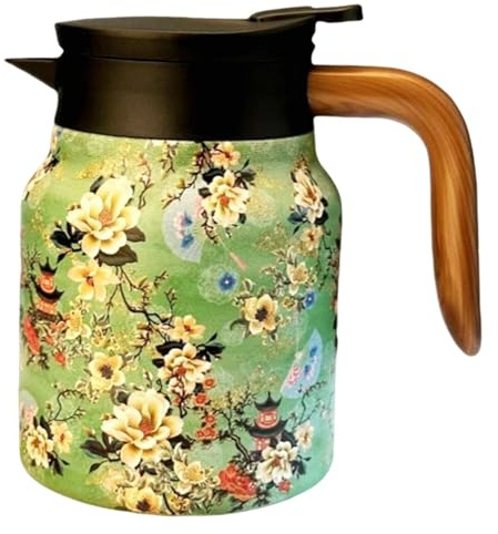 Kelansu Tea Pot, 1000ML Kelansu Teapot, Doresty Teapot, Raidley Vintage Floral Pattern Tea Thermoss Tumbler, Edelstahl-Teekanne mit Sieb, Isolierte Teekanne, Thermo-Kaffeekaraffe aus Edelstahl 316