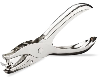 Single Hole Punch, 6mm Hole Puncher for Crafts, Small Paper Punch with Paper Cage, Metal Hole Pliers for Tags, DIY Crafts, Flash Card and Scrapbook Making - 8 Sheet Capacity