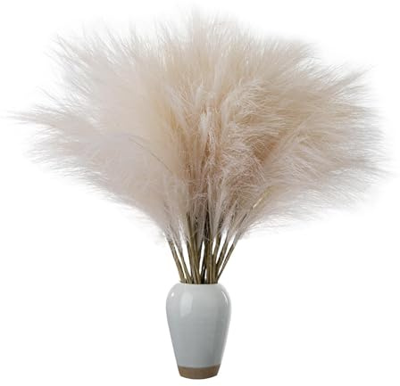 Tallos artificiales de hierba de las pampas, flores secas naturales, decoración bohemia de flores artificiales altas, elegante hierba de pampa sintética para relleno de jarrón, casa de campo