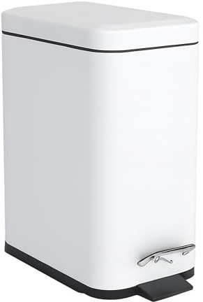 Relaxdays Poubelle de Salle de Bain, 5 litres, Poubelle cosmétique avec Soft-Close, Design Mat, Seau Amovible, Blanche