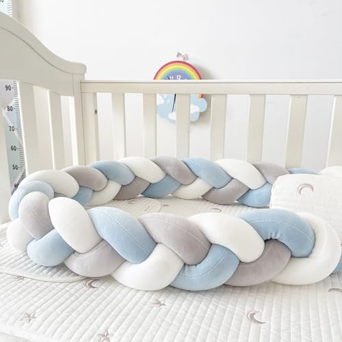 HJZPWB Cojín Anti Colisión Alfombra Protectora contra Caídas Cama Chichonera Cuna Adecuada con Diseño De Nudo De Serpiente Y Trenza Decorativa Trenzado Seguro para Bebés Tamaños,A02,400cm