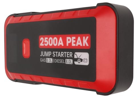 BONKZEBU Démarreur de Saut de Batterie de Voiture Portable, Charge Rapide 2500A, Démarreur de Saut de Pointe pour Camion SUV Moto Camping