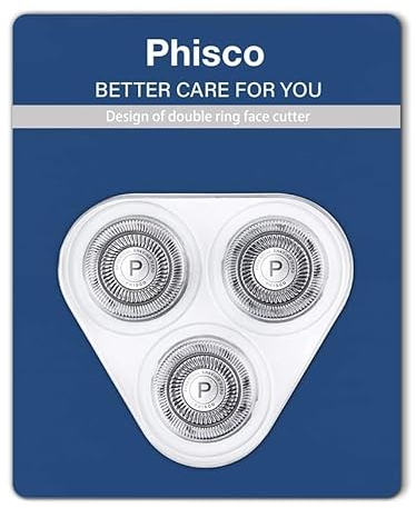 Phisco Rasierer Herren Elektrisch Rasierapparat mit Präzisionstrimmer Nass und Trockenrasierer IPX7 Wasserdicht Elektrorasierer LED Anzeige Wiederaufladbarer Rotationsrasierer (Blau)