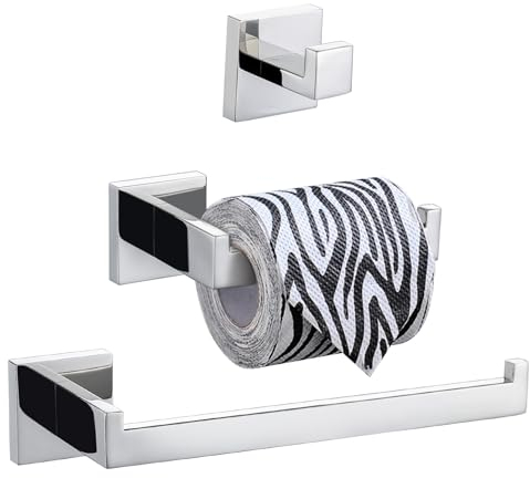 Turs 3-piece set di accessori da bagno SUS 304 in acciaio inox inossidabile carta igienica portasciugamani porta asciugamani bar/porta accappatoio gancio a parete, finitura lucida, K7010P