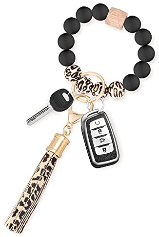 CHUQING Schlüsselanhänger Frauen Silikon Armband Schlüsselbund Auto Schlüsselanhänger Perlen Handgelen schlüsselkette für Damen