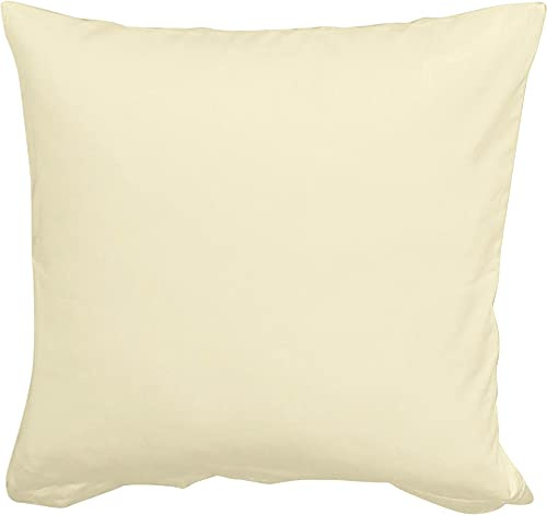 Erwin Müller Kuschelkissenbezug, Kissenhülle Mako-Satin Landshut, 100% Baumwolle - seidiger Glanz, mit praktischem Reißverschluss, temperaturausgleichend - Natur Größe 40x40 cm