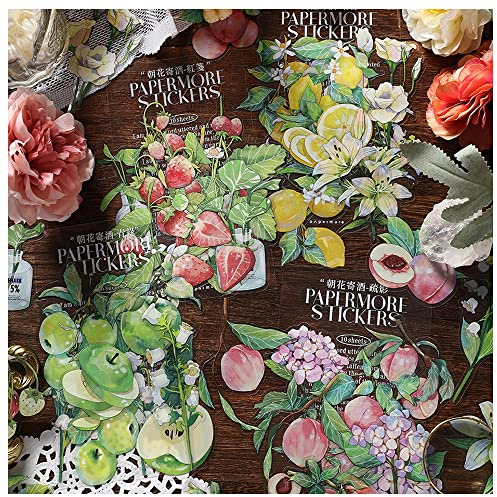 Alideco 40pcs Scrapbook Stickers Botanical Handbook Stickers for Journaling Scrapbooking Junk Journal Crafts Embelishment Decoration Diary Stickers (zhaohuajijiu)