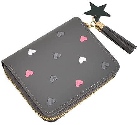 Zimoer Portemonnaie Damen Klein Aus PU Leder - Mini Portmonee Für Frauen (Grau)