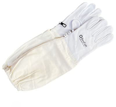 Imkerhandschuhe Leder & Baumwolle weiß - BeeFun®: 4 (Kind)