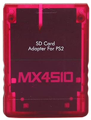 SD Card Adapter for PS2, MX4SIO SIO2SD Memory Card Adapter Replacement for PS2 FAT Console (Transparent Red)