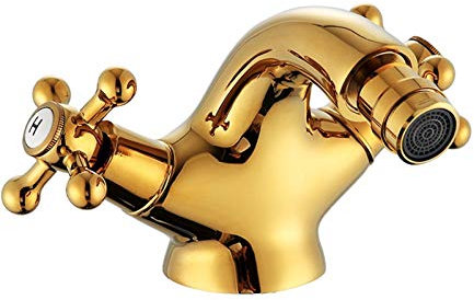 CRODY Faucet Electroplated Surface Bidet Faucet Shaft Tap Double Handle Antique Brass Tap Bathroom Faucet with Accessories