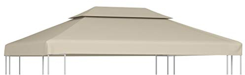 HIGSOSE Pavillon-Dachplane Ersatzdach Wasserdicht 310 g/m² Beige 3x4 m - Winterfestes Pavillondach Stabil für Gartenpavillon Zubehör mit Abdeckung