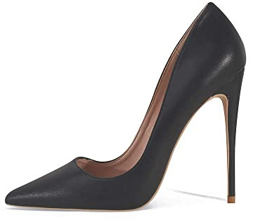 Zhabtuc Women Pumps, Pointed Toe High Heel 4.7 inch/12cm Party Stiletto Heels Matte Court Shoes, Black, 7 UK