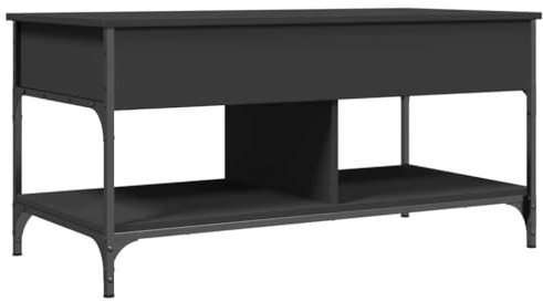 vidaXL Soffbord svart 100x50x50 cm konstruerat trä och metall, vardagsrumsbord, vardagsrumsmöbel, bord med förvaring, vardagsrumsmöbler
