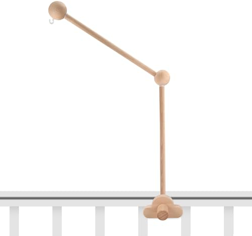vvhippo Baby Mobile Halterung für Babybett, Mobile Halterung Holz Wolken, Abnehmbarer Baby-Mobile-Aufhänger, höhenverstellbar, für Aufhängung Windspiele Bettglocke, Baby Bett Spielzeuge