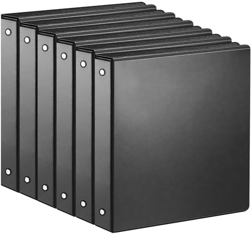 SUIN 1-inch 3 Ring Binder with 2 Interior Pockets, 1''Durable Binders Holds US Letter Size 8.5'' x 11'' Paper - Versatile Binders for Office, Home, and School Use, 6 Pack Black