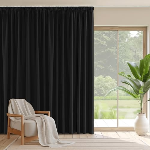 PONY DANCE Blackout Room Divider Curtain, Black, W110 x L96 Inch, 1 Panel