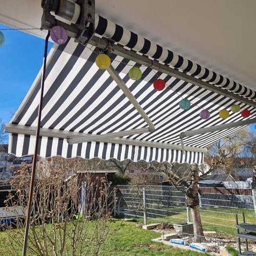 Toldo retráctil de repuesto para exteriores, lona de poliéster duradera con protección solar para patio, terraza, mercado, parasol blanco y negro, 3 x 2 m