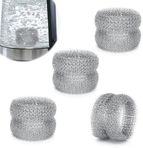 Zikenis Anillo Eliminador Escamas, Acero Inoxidable Malla Descalcificador, Reutilizable, inodoro hervidor Malla Descalcificador para Hervidores y Teteras, Elimina Incrustaciones e Impurezas (4)