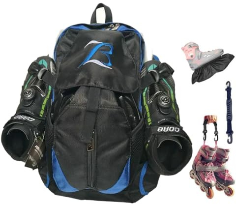 ZBH1985 Sac à dos professionnel pour patins à roues alignées / patins à glace / patins à roues alignées - Sac à dos pour voyage, école (bleu)