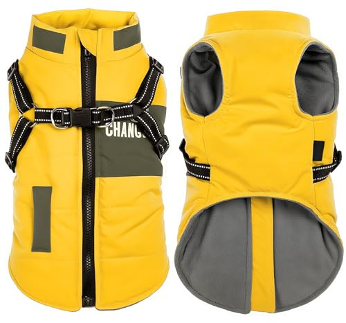 Oslueidy Vestes d'hiver pour Chiens, Manteaux Chauds pour Chiens Vêtements réfléchissants pour Chien Gilet imperméable pour Chiot avec Harnais pour Chiens de Petite et Moyenne Taille