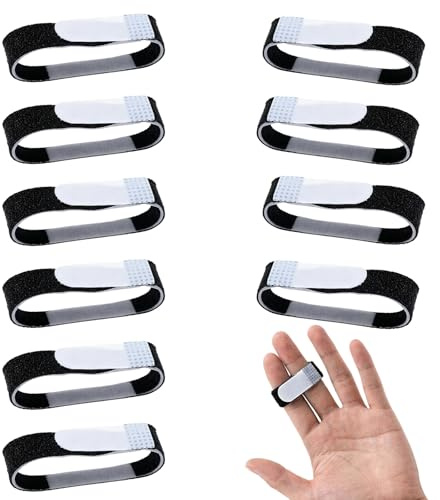 Fgdui 10 stycken fingerskena justerbar fingerbandage trigger finger skena buddy loops för olika fingrar pekfinger långfinger ringfinger