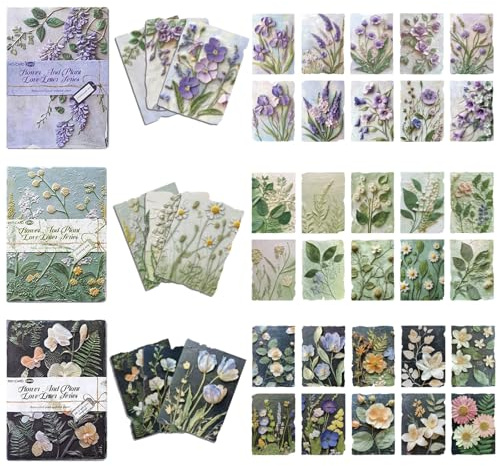 BSITSSS 69 Hojas Papel Scrapbooking Flores,Vintage Flores Óleo Papel Decoupage, Flor Motivos Papeles Scrapbooking Paper para Journaling DIY Album Scrapbook Decoupage Regalos