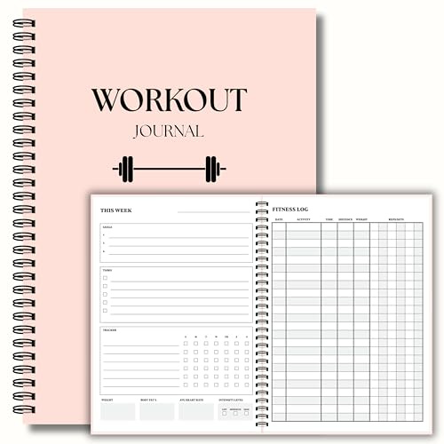 Workout Journal for Women – Fitness Journal & Workout Logbook, Gym Fitness Planner with 52 Weeks of Tracking, Exercise Log Book for Weight Loss & Training – Hard-Cover Spiral Binding – Pink