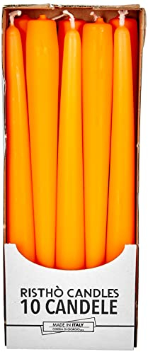 Cereria di Giorgio Arancione 12 Candele Stelo Altezza 37 cm Diametro 0,9 cm-Colore Durata 3 Ore, Cera di paraffina, 0.9 cm, 10 unità