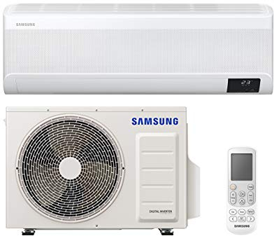 Samsung WindFree Elite, climatiseur monoplat pompe à chaleur 9000 BTU SmartThings IA WiFi, GAS R32 AR09TXCAAWKNEU+AR09TXCAAWKXEU, Efficacité énergétique A+++