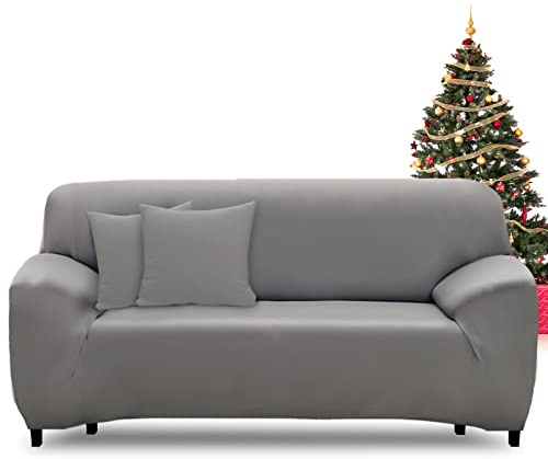 FIGOOO Fundas Sofa 4 Plazas Ajustable Funda para Sofá Elasticas Cubre Fundas de Sofá con Reposabrazos Extraíble Lavable Antimanchas Protector Sofa de Muebles(4 Plazas,Gris)