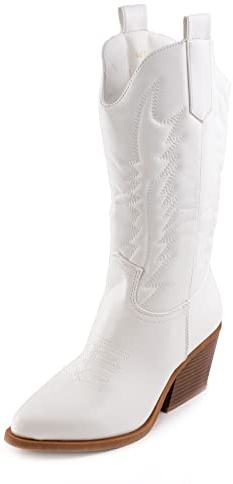 Toocool Botas Cowboy Mujer Estilo Western Camperas Piel Sintética Tacón 7cm Y02