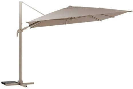 Hespéride - Parasol Déporté Rectangulaire Melhia Lin et Argile - 4 X 3 m - Aluminium Polyester - Mobilier d'Extérieur pour Terrasse