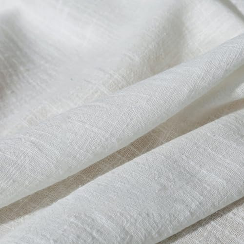 300 cm x 130 cm, tessuto in cotone e lino, tessuto sottile di lino, tessuto al metro, tessuto decorativo per fai da te, decorazione da tavolo, colore bianco B