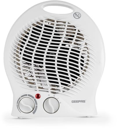 GEEPAS Portable Fan Heater 2000W | Low Running Cost with 2 Heat Settings 1000-2000W & Overheat Protection | Energy Efficient Heater with Cooling/Warm/Hot Wind Option for Office Home | 2 Year Warranty