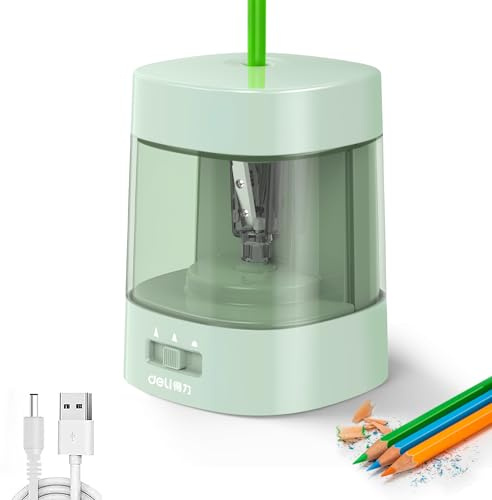 Deli Electric Pencil Sharpener, Automatic Pencil Sharpeners, Green