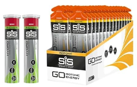 MM SIS Go Isotonic Energy Gel Orange 60ml (Pack of 30) + Free 2X SiS Go Hydro Zero Sugar Effervescent Electrolyte Tablets Berry | Sports Nutrition Bundle