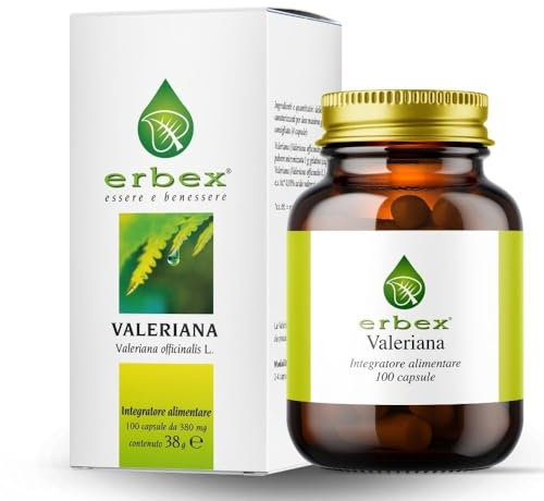 ERBEX Integratore alla Valeriana Pura - 100 Capsule, 2 Mesi di Trattamento, Favorisce Sonno e Relax