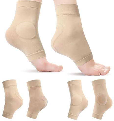 Sekonow 2 Pairs Ankle Heel Protector Gel Sleeve, Malleolar Achilles Tendon Padded Skate Socks Cushion with Silicone Pads for Figure Skating, Roller, Hockey, Boots, Shoes, Ankle + Heel