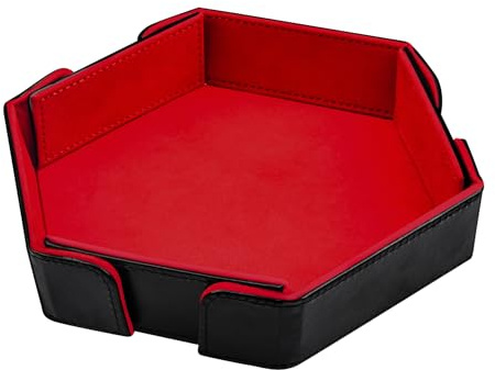 SIQUK Magnétique Piste de Dés Hexagonal Plateau à Dés Pliable Dice Tray pour DND RPG Jeux de Table, Rouge