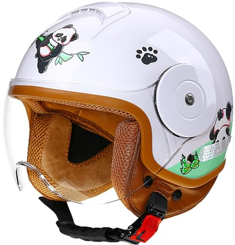 Casque De Moto Pour Enfants, Casque De Scooter,Casque Jet Avec Visière Solaire,Casque Mignon Pour Filles, Casque De Scooter Pour Garçons, Casque De Cyclomoteur Pour 5 Ans - 12 Ans J,46-54CM